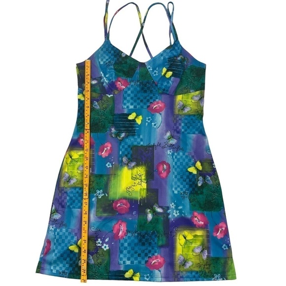 AIR Play Sport Multi Color Butterfly Strappy Mini Slip Dress - Picture 10 of 13